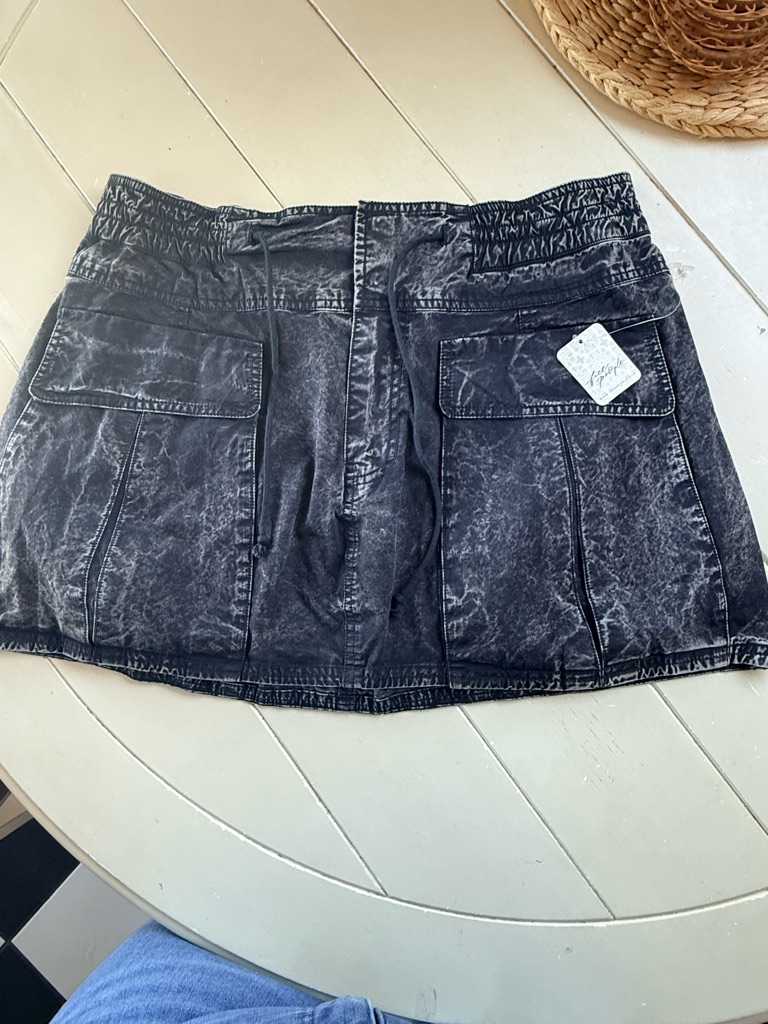 Free People Washed Black Mini Skirt With Front Pockets